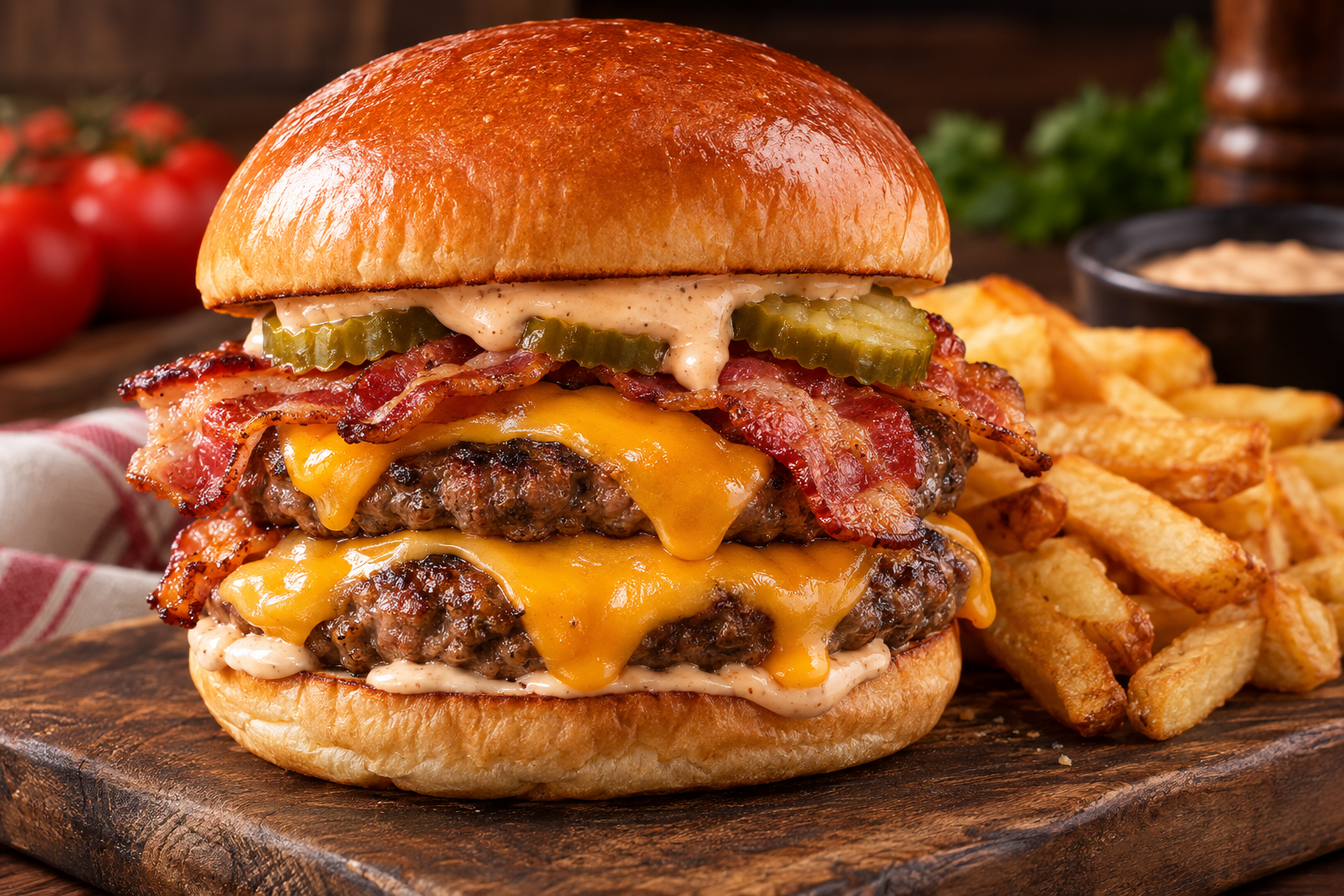 Burger doble con tocineta y queso