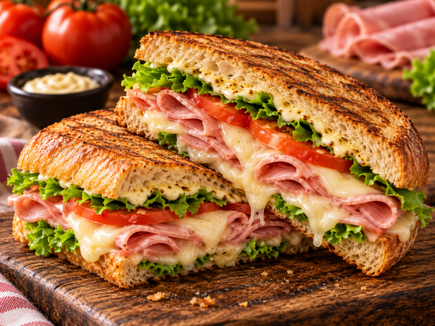 Sandwich tostado de mortadela jamonada